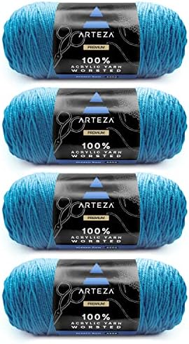 ARTEZA Acrylic Yarn for Crocheting, Pack of 4 - 200 g Skeins of