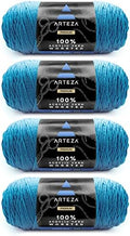 ARTEZA Acrylic Yarn for Crocheting, Pack of 4 - 200 g Skeins of