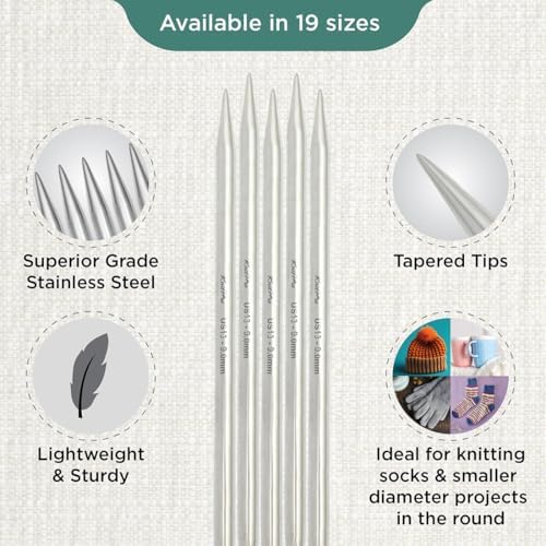 KnitPro Stelo Double-Pointed Needles 8" (20cm) | US Size 13 (9mm)