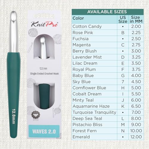 KnitPro Waves 2.0 Single-Ended Crochet Hooks | 12mm
