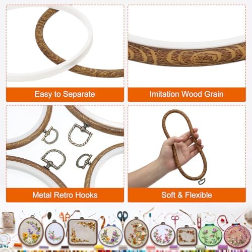 PATIKIL 3inch Embroidery Hoops, 10Pieces Imitated Wood Circle Frame