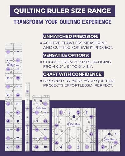The Quilted Bear Rectangular Acrylic Quilting Ruler, 2" x 6.5"