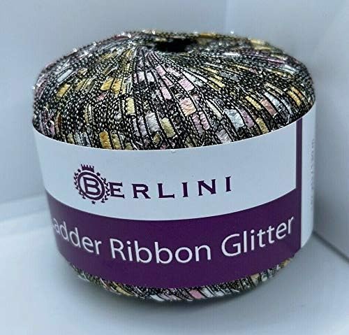Berlini Ladder Ribbon Glitter Yarn - 50 Grams (1.75 Ounces), 142 Yards