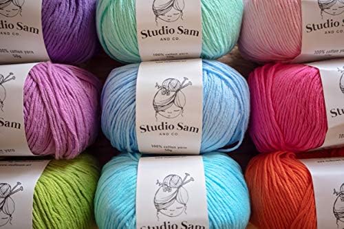 Studio Sam Pure Cotton Yarn Set for Knitting and Crochet. Pack of 10