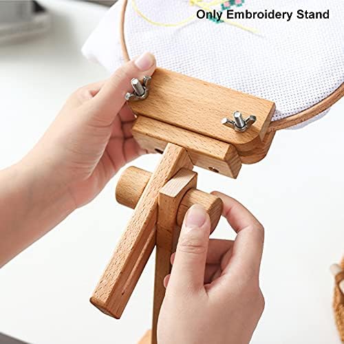 Beech Wood Embroidery Hoop Stand with 7.87''Embroidery Hoop, 360°