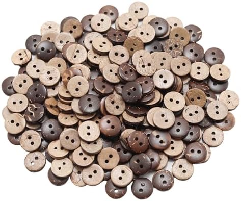 Lilaly 200 Pcs 11/32 inch Natural Coconut Shell Buttons, 2 Hole Big