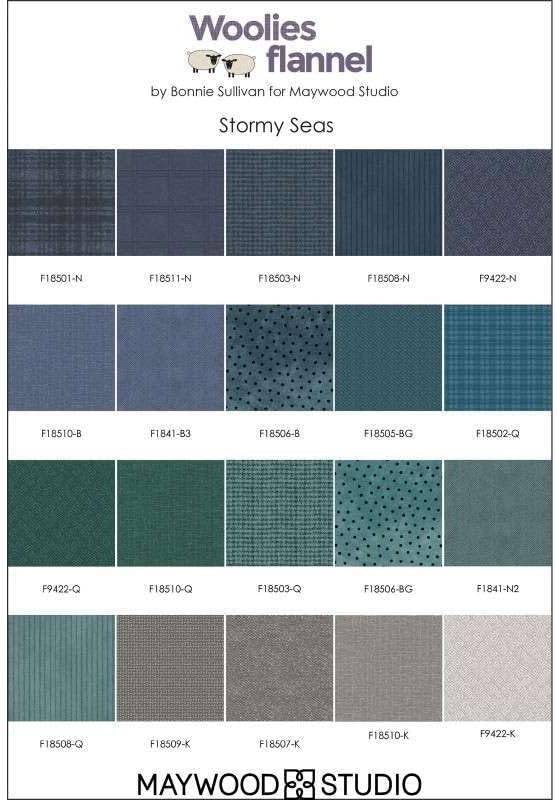 Bonnie Sullivan Woolies Flannel Stormy Seas, 20 Fat Quarters