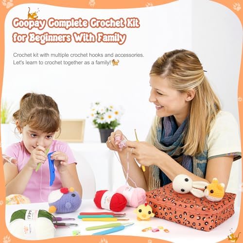 Coopay Crochet Kit Beginners Crochet Hook Set with Crochet Yarn, Large