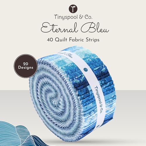Eternal Bleu Cotton Precut Fabric Strips, 40-Piece Roll