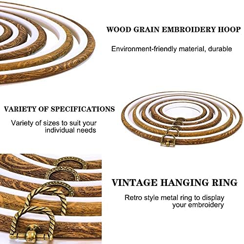 5PCS Oval Embroidery Hoops 5 x 4 Inch Imitation Wood Hoops for Cross
