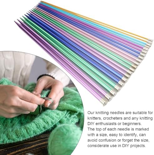 10 Sizes Knitting Needles Set, Single Pointed Aluminum, 35cm