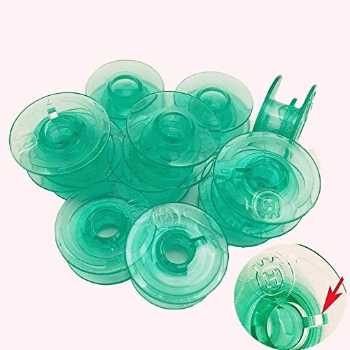 FQTANJU 12 Pieces Green Transparent Plastic Bobbins - #4125615-45, for