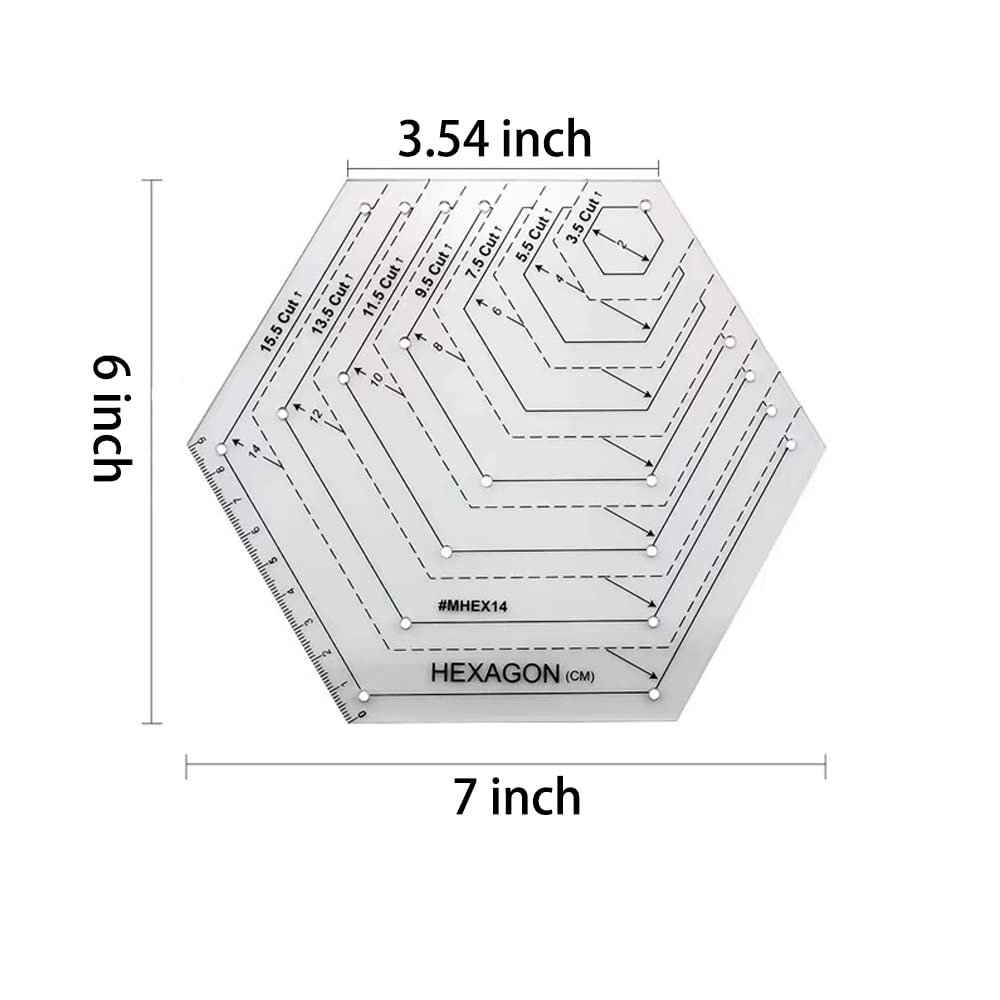1 Pcs Transparent Quilting Templates Ruler Hexagon Shape Templates