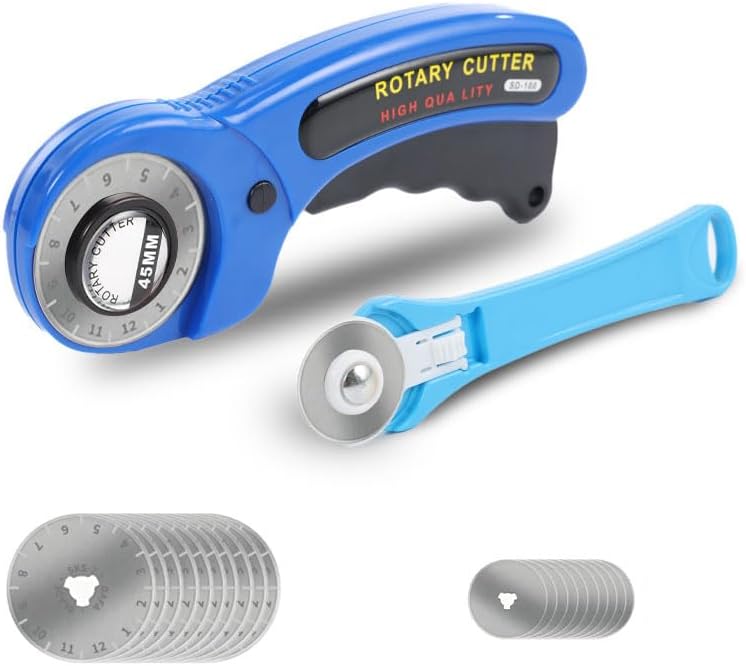 Rotary Cutter for Fabric, 45mm and 28mm Cutters Kit with Extra 10