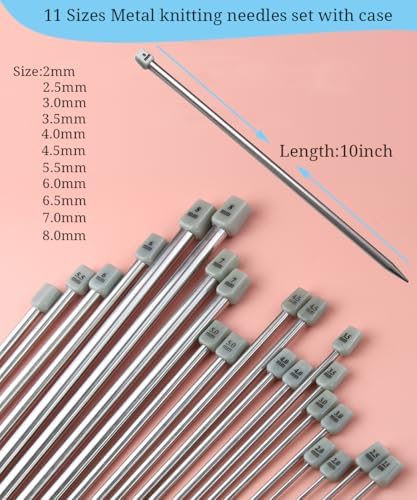 Weabetfu 55pcs Metal Knitting Needle Set,Aluminum Straight Single