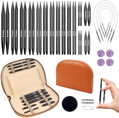 Yarniss 15 Pairs Interchangeable Circular Knitting Needles, Case