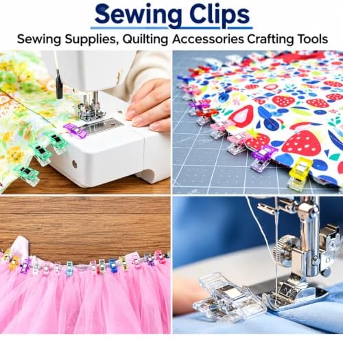 Sewing Clips Fabric Clips, Medium Size 50 PCS Quilt Clips in Clear Box