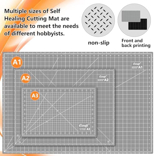 Ecraft Self Healing Cutting Mat 18x12 Inch A3, 5-Ply Double Sided