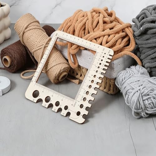 4PCS Wooden Knitting Gauge Tools, Stitch Counter Spinner Yarn Measure