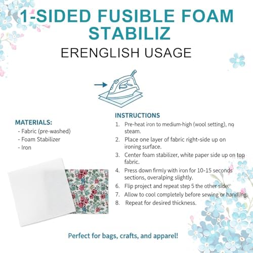 Pangda 2 Pcs 36 x 58 Inch Single Sided Fusible Foam Stabilizer 1 Sided