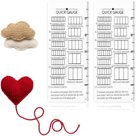 2 Pcs Quick Gauge Ruler for Knit and Crochet,Knitting Gauge Measuring