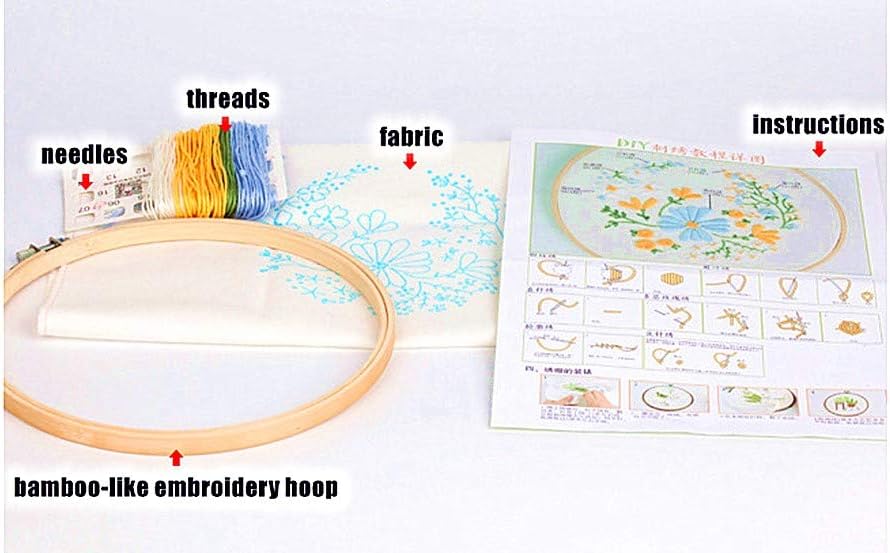 Embroidery Kit, Squirrel Lavender Flowers Garden Awesocrafts Full