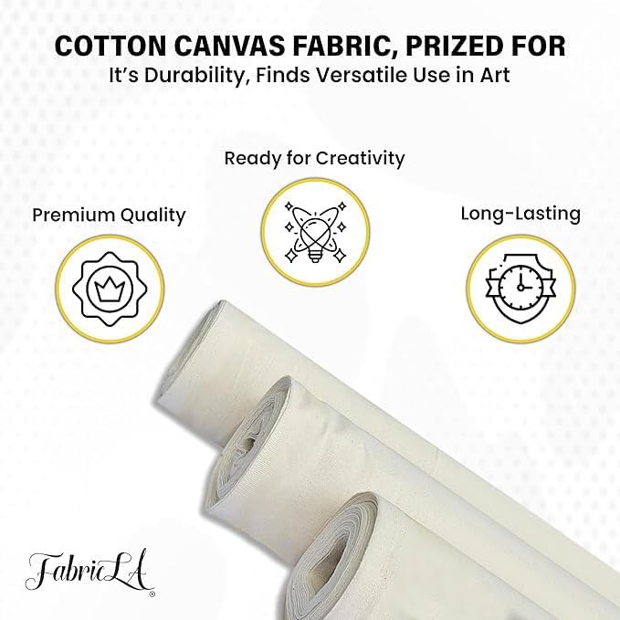 FabricLA Canvas Fabric 10oz Cotton Duck Cloth 62" Wide Natural Heavy