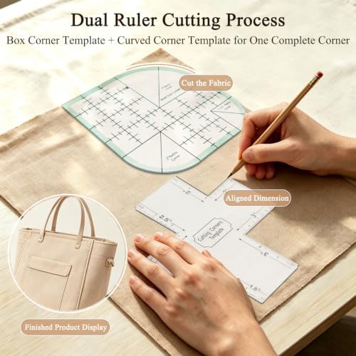 3 PCS Clear Acrylic Sewing Templates Box & Radius Corner Quilting