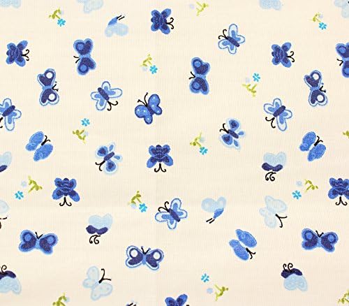 Blue Butterfly Cotton Flannel Fabric, 45 Inch Wide