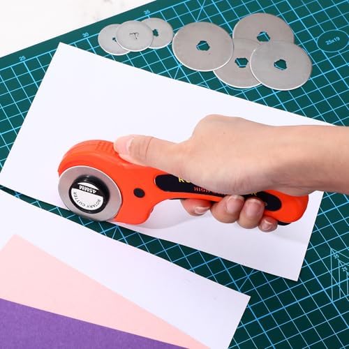Honoson 80 Pcs 28 mm 45 mm Rotary Cutter Blades with Scale Refill