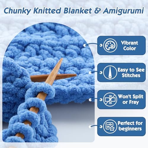 #6 Super Bulky Blanket Green Yarn - Chunky Chenille Yarn for
