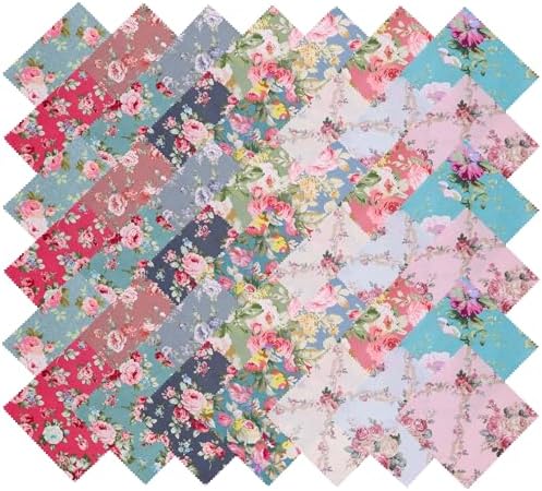 Nodsaw Retro Floral 10-Inch Cotton Precut Squares – 42 Pack