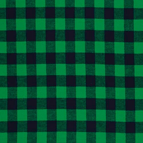 Mook Fabrics Yarn Dyed Flannel Small Buffalo Check, Green Cut by The