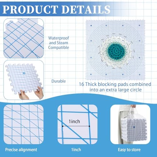 Threehoney 16-Piece Blocking Mats with 250 T-Pins