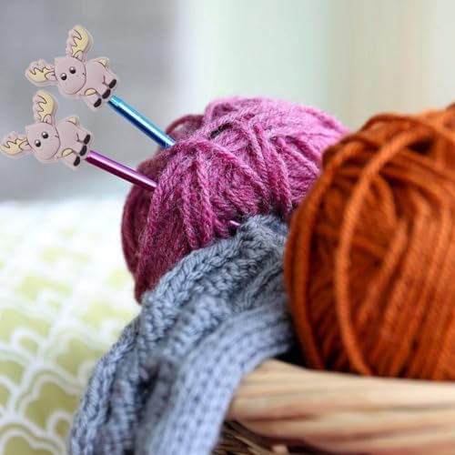 10 Pack Colorful Deer Knitting Needle Stoppers