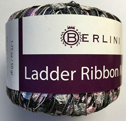 Berlini Ladder Ribbon Maxi Yarn #88 Pink Zebra: Pink Black Silver-Grey