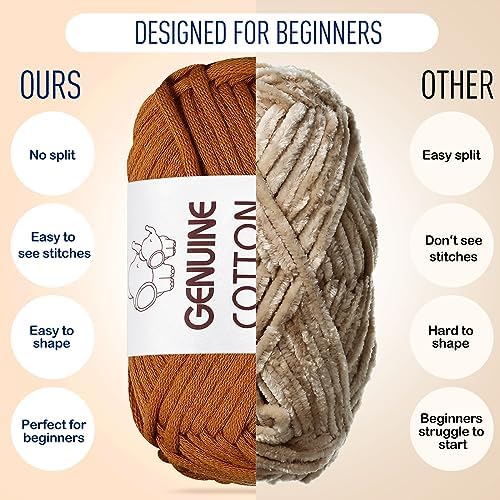 Timgle 18 Pack Beginners Crochet Yarn Cotton Yarn, Nature Colors