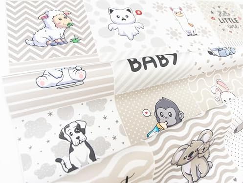 Fabrics Grey Cotton Charm Pack Panel, 42 Motifs, 36 x 31 Inch