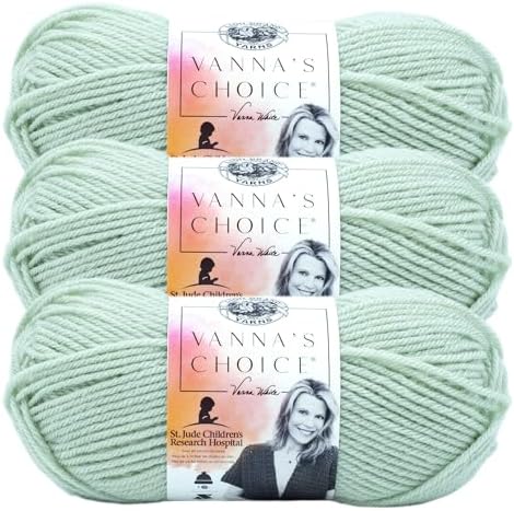 Lion Brand Yarn, Vanna's Choice Crochet Yarn, Sea Glass, Green, 3 Pack