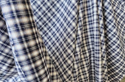 Aleki Fabric 2 Yard Bolt Navy Blue Plaid/Checkered, Flannel 58" Wide