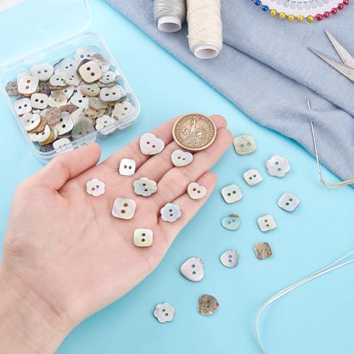 PH PandaHall 90pcs 3 Shapes Natural Shell Buttons, 10~15mm, 2-Hole