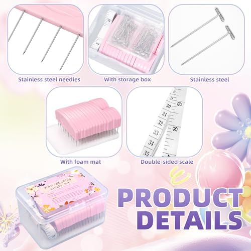 120Pcs Knit Blocking Pins Kit with 100 T-Pins