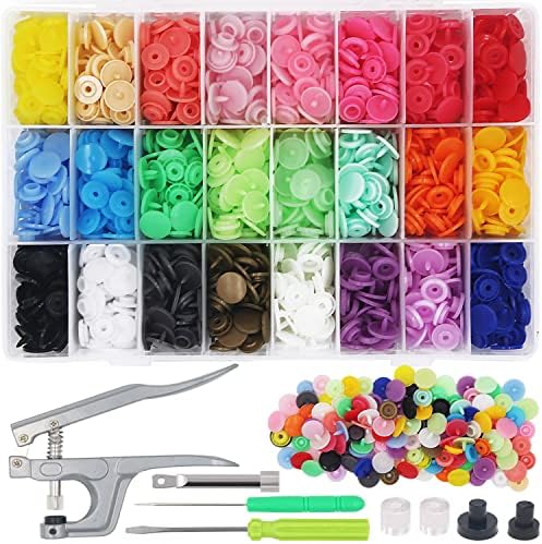 EuTengHao 1440Pcs Plastic Snap Buttons No-Sew Snap Fasteners T5 Snaps