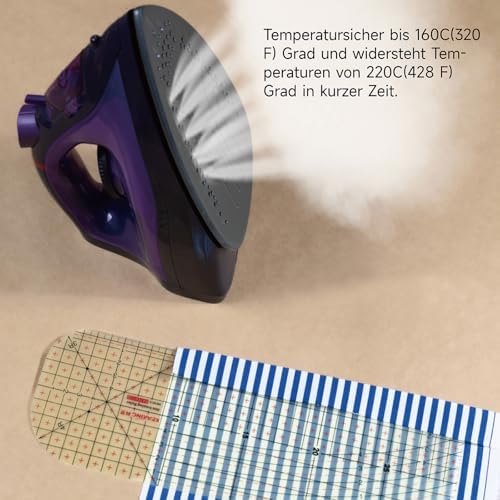 KEARING 30x10cm Metric Hot Hem Ruler - 4R 3R Resin Curved Ironing Tool