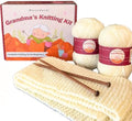 MaconGoods Grandma's Knitting Kit - Complete Knitting Kit for Beginners - Includes Beginner Yarn, Bamboo Needles, Video Tutorial - Field & Needlecraft