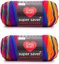 Red Heart Super Saver Jumbo Yarn for Crocheting, Favorite Stripe