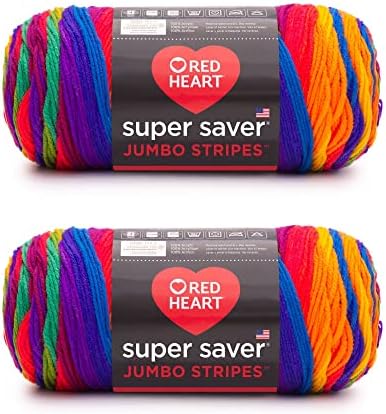 Red Heart Super Saver Jumbo Yarn for Crocheting, Favorite Stripe