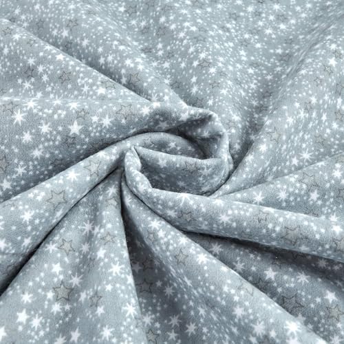 Comfy Flannel Stars Grey, Fabric by the Yard