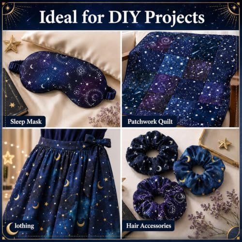 12 Pcs 100% Cotton Fat Quilting Fabric Bundles, 20"x20" Starry Sky