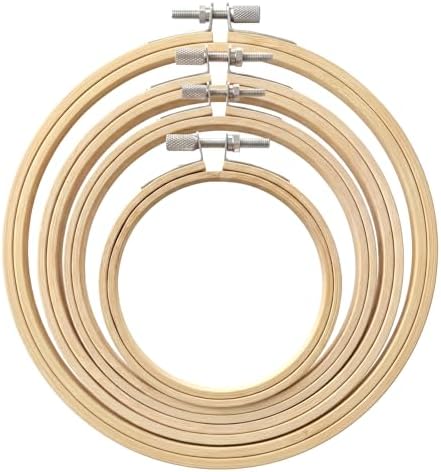 4Pcs Round Embroidery Hoops, 3/4/5/6 inch Round Adjustable Cross